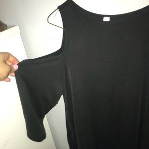 Black Shoulder Cut Out Shirt